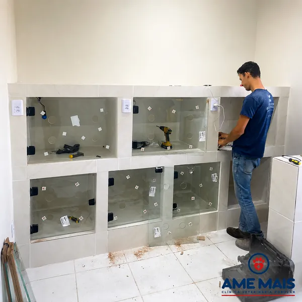 Montagem dos boxes de internação da Ame Mais